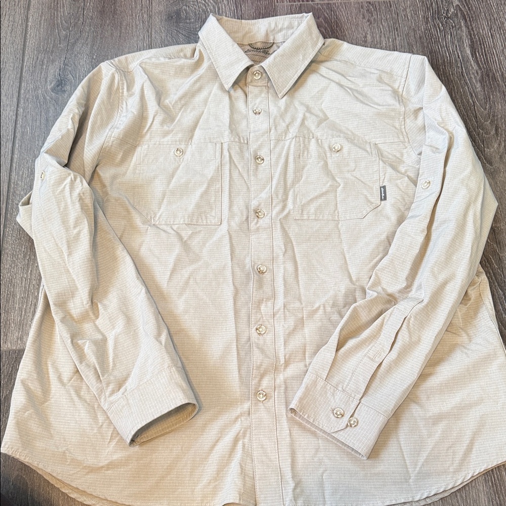 Eddie Bauer Beige Casual Button-Down Shirt